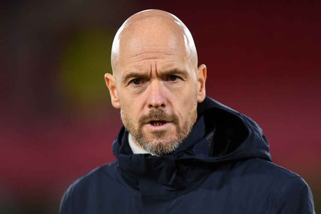 Erik ten Hag, manager of Manchester United during the Carabao Cup match between Nottingham Forest and Manchester United at the City Ground, Notting...