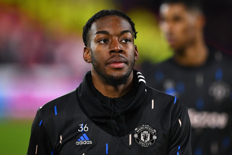 Anthony Elanga of Manchester United during the Carabao Cup match between Nottingham Forest and Manchester United at the City Ground, Nottingham on ...