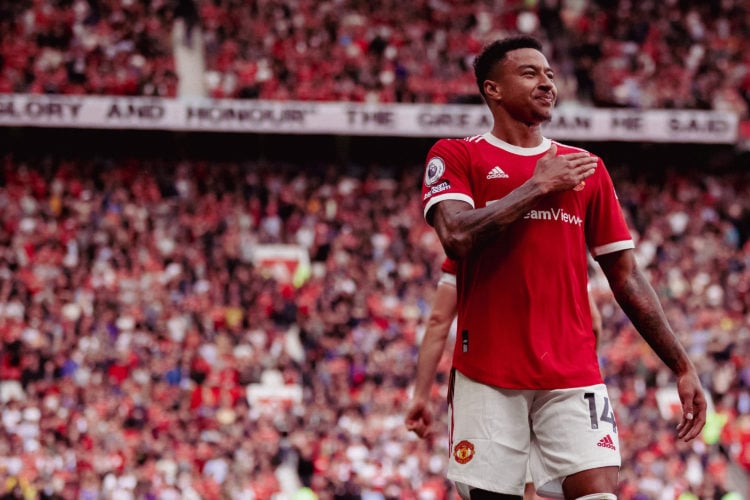 Jesse Lingard of Manchester United celebrates scoring their fouth goal during the Premier League match between Manchester United and Newcastle Unit...