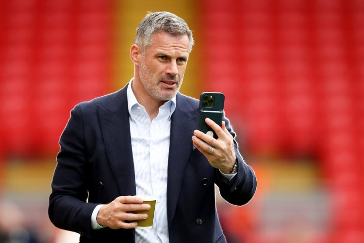 Jamie Carragher reacts after being mocked over Manchester United's Wout Weghorst deal