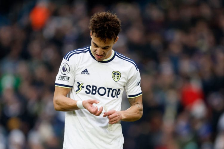 Rodrigo Moreno of Leeds United reacts during the Premier League match between Leeds United and Brentford FC at Elland Road on January 22, 2023 in L...