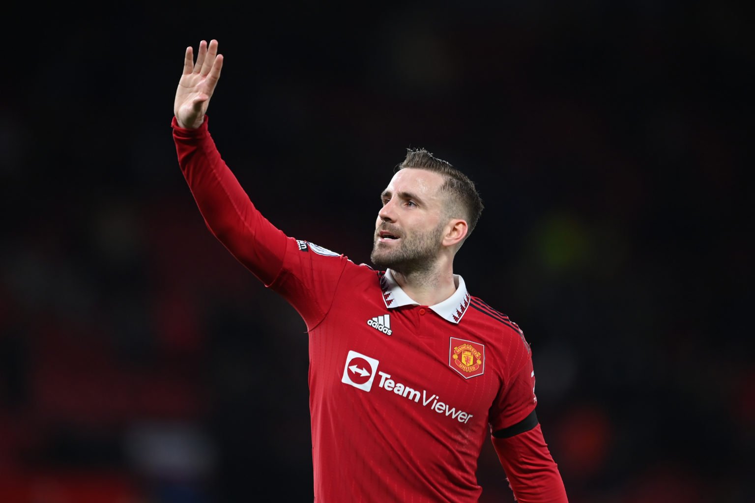 <b>Luke</b> <b>Shaw</b> of Manchester United waves to the crowd after the Premier League ...