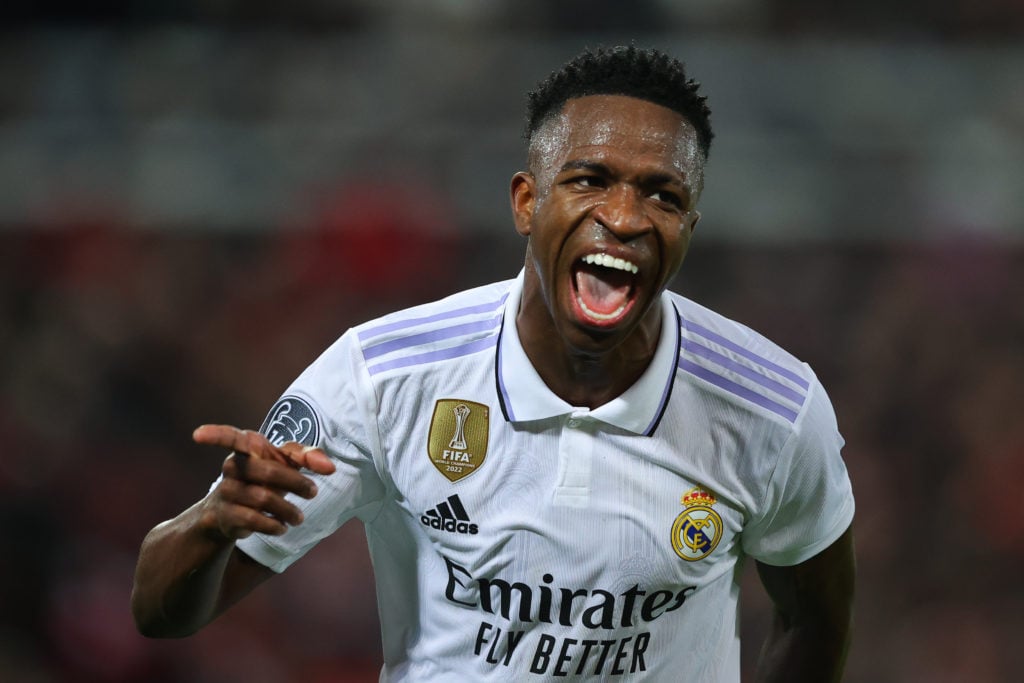 Alejandro Garnacho reacts as Vinicius helps Real Madrid beat Liverpool