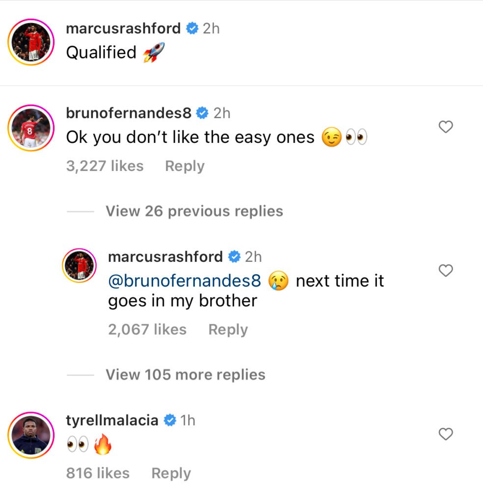 Marcus Rashford response to Bruno Fernandes