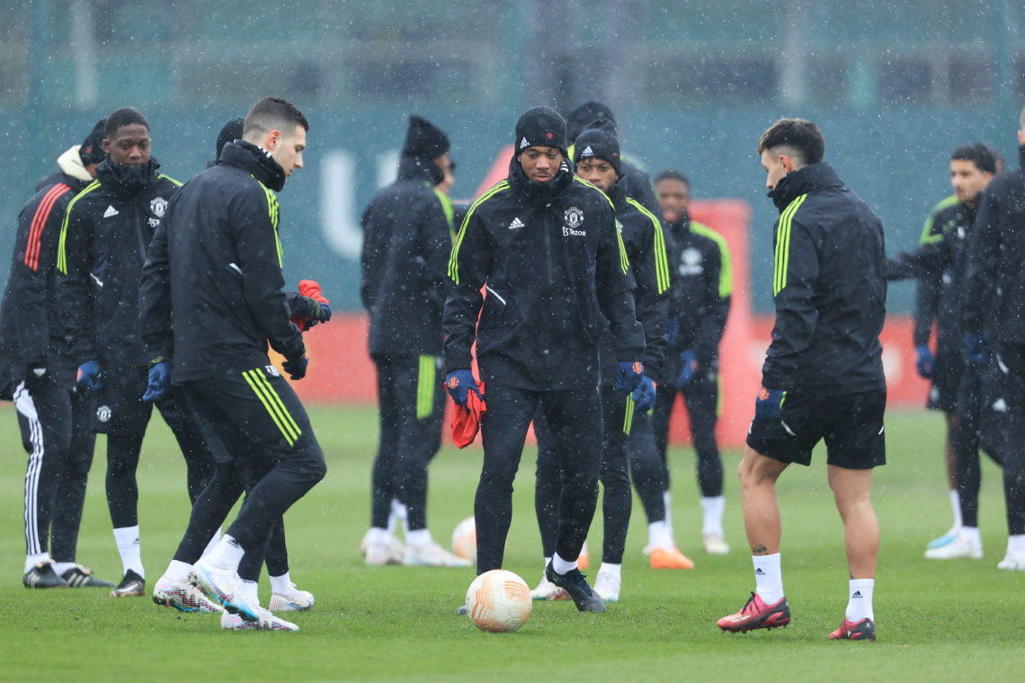 Anthony Martial pictured in training for Manchester United along with Victor Lindelof