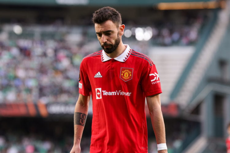 Bruno Fernandes of Manchester United FC during the UEFA Europa League round of 16 leg two match between Real Betis and Manchester United at Estadio...