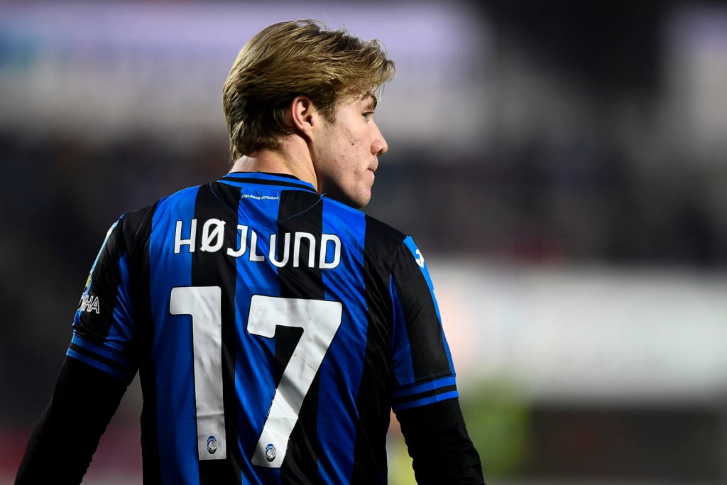 Rasmus Hojlund of Atalanta BC looks on during the Serie A