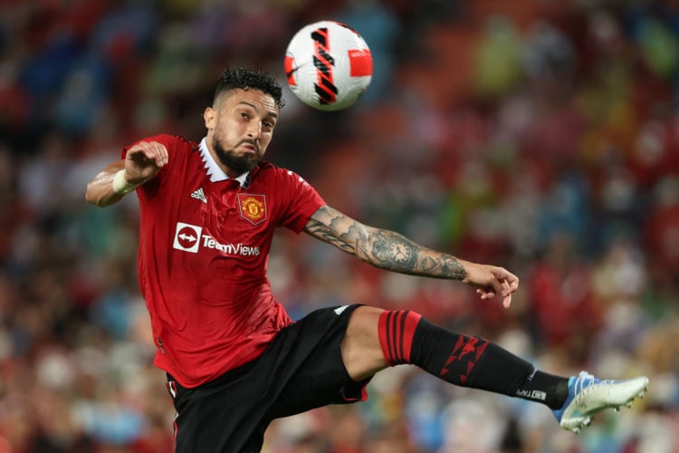 Alex Telles of Manchester United during the preseason friendly match between Liverpool and Manchester United at Rajamangala Stadium on July 12, 202...