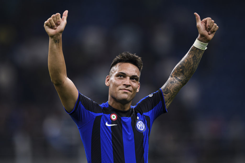 Lautaro Martinez of FC Internazionale celebrates the victory