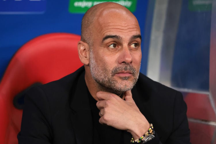 Josep Guardiola Head Coach of Manchester City reacts prior to kick off in the UEFA Champions League 2022/23 final match between FC Internazionale a...