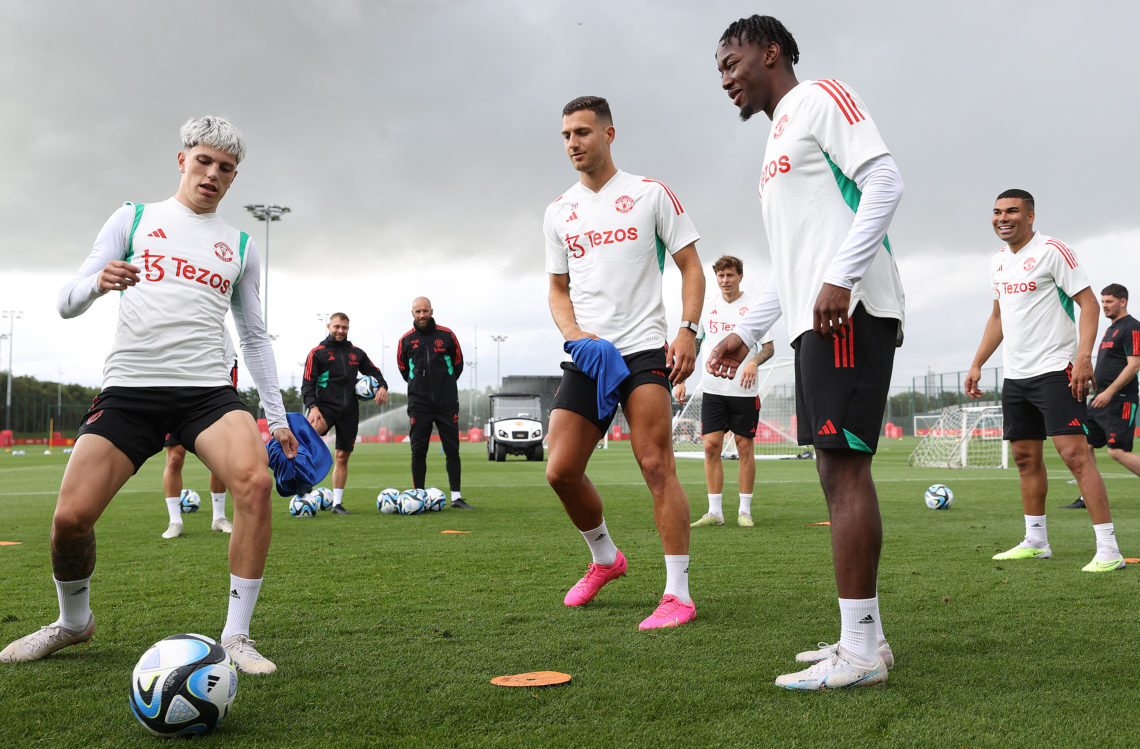 Kobbie Mainoo reacts as Manchester United star returns to first team training