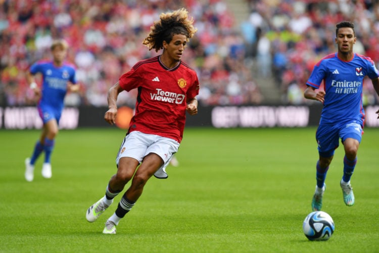 Hannibal Mejbri of Manchester United break free during the pre-season friendly match between Manchester United and Olympique Lyonnais at BT Murrayf...