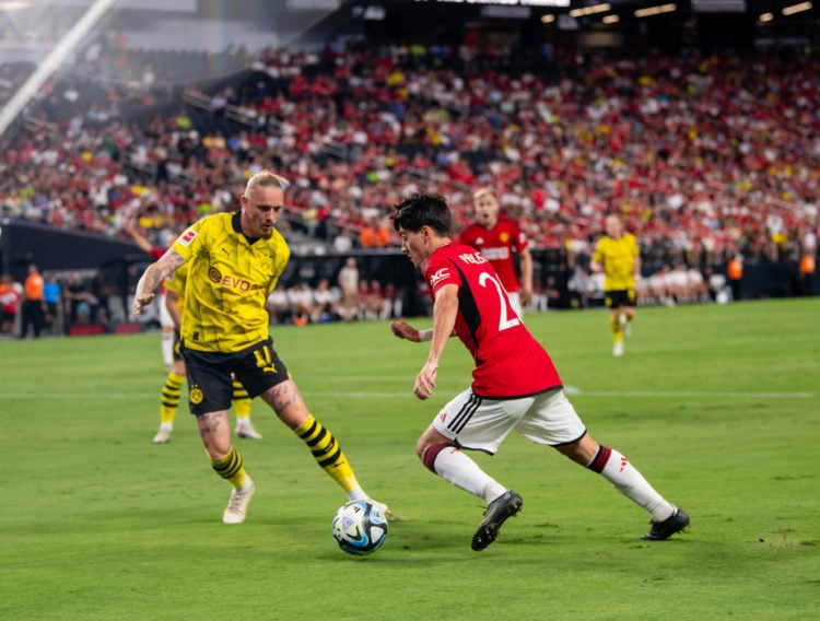 Facundo Pellistri of Manchester United in action during the pre-season friendly match between Manchester United and Borussia Dortmund at Allegiant ...