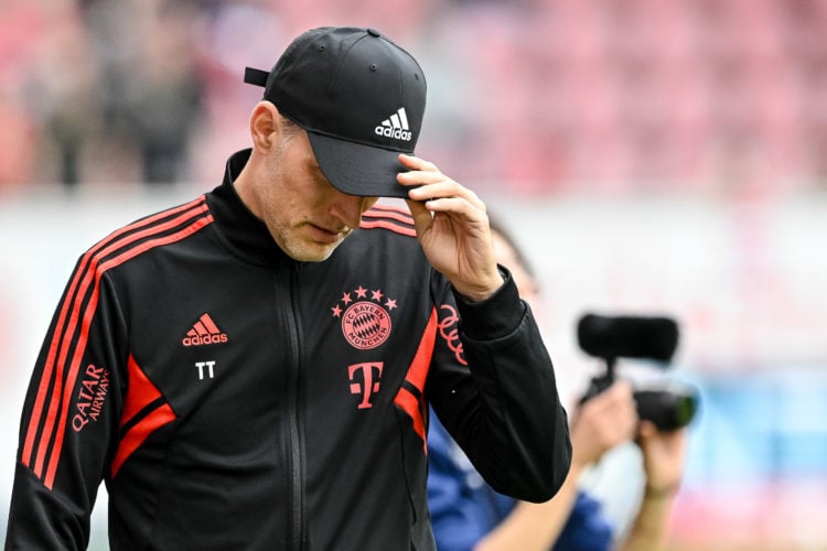 head coach Thomas Tuchel of Bayern Muenchen looks dejected prior to the Bundesliga match between 1. FSV Mainz 05 and FC Bayern München at MEWA Aren...