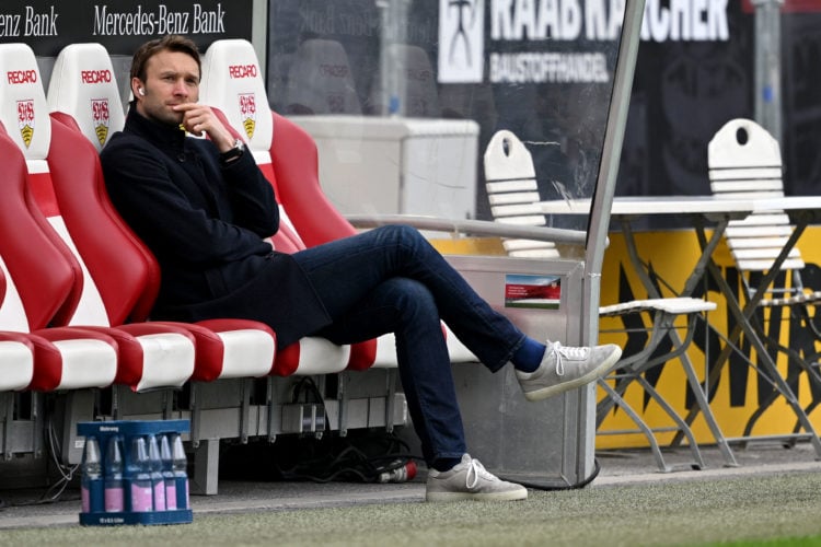 Director of sport Simon Rolfes of Bayer 04 Leverkusen Looks on prior to the Bundesliga match between VfB Stuttgart and Bayer 04 Leverkusen at Merce...