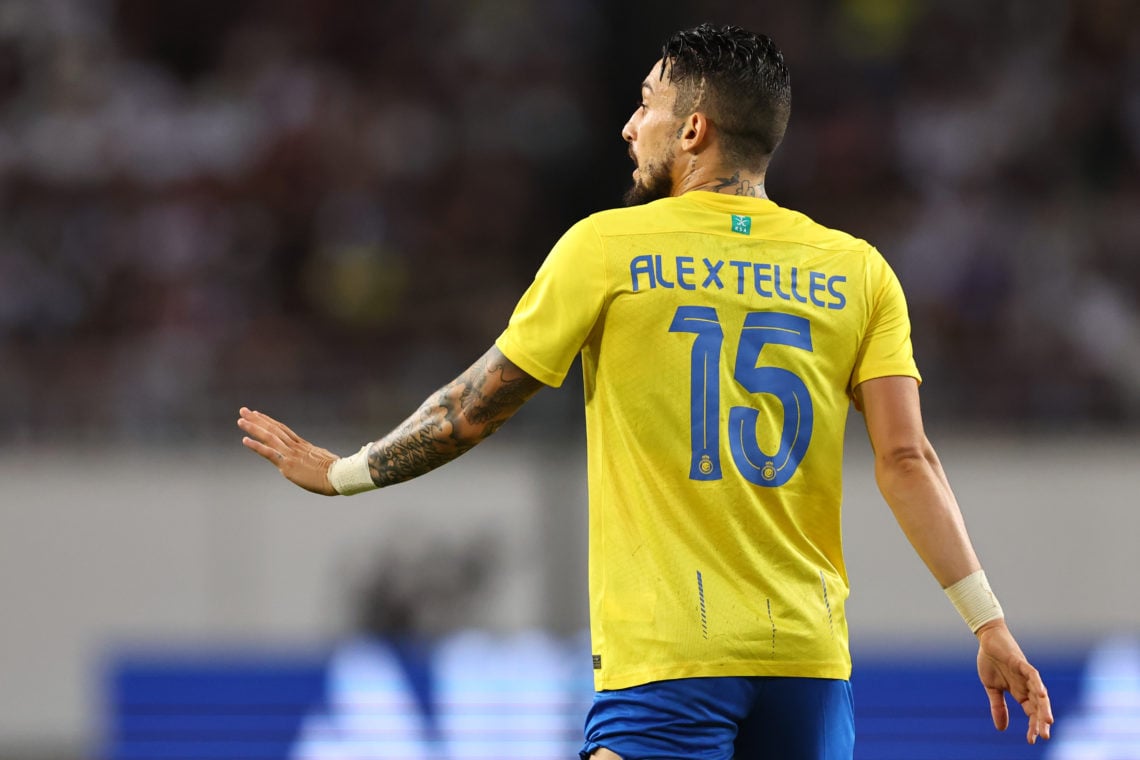 Alex Telles of Al-Nassr during the pre-season friendly match between Paris Saint-Germain and Al-Nassr at Yanmar Stadium Nagai on July 25, 2023 in O...