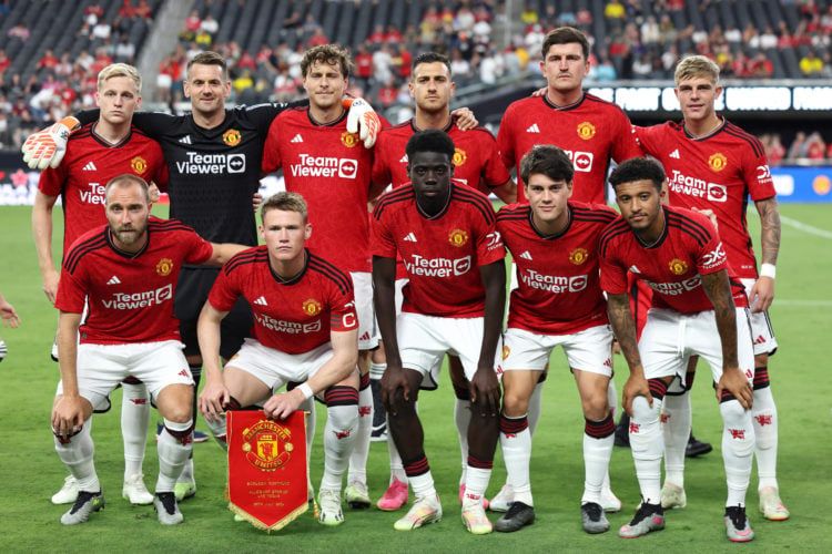 Manchester United team group during the pre-season friendly match between Manchester United and Borussia Dortmund at Allegiant Stadium on July 30, ...