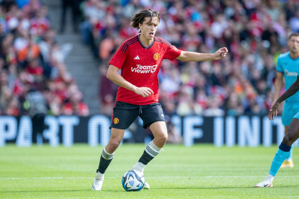 August 6: Manchester United's Alvaro Fernandez #42 in action during the Manchester United v Athletic Bilbao pre-season friendly at Aviva S...