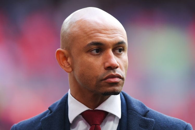 Pundit Danny Webber looks on during the Carabao Cup Final match between Manchester United and Newcastle United at Wembley Stadium on February 26, 2...