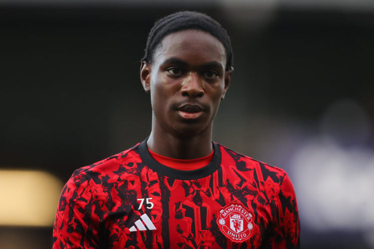 Habeeb Ogunneye of Manchester United during the EFL Papa John's Trophy group stage match between Stockport County and Manchester United U21 at Edge...