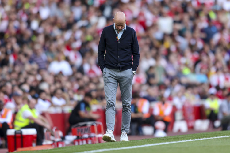 Head Coach Erik ten Hag of Manchester United during the Premier League match between Arsenal FC and Manchester United at Emirates Stadium on Septem...