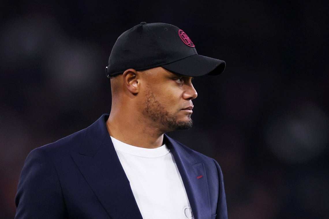 Vincent Kompany, Manager of Burnley, looks on during the Premier League match between Burnley FC and Manchester United at Turf Moor on September 23...