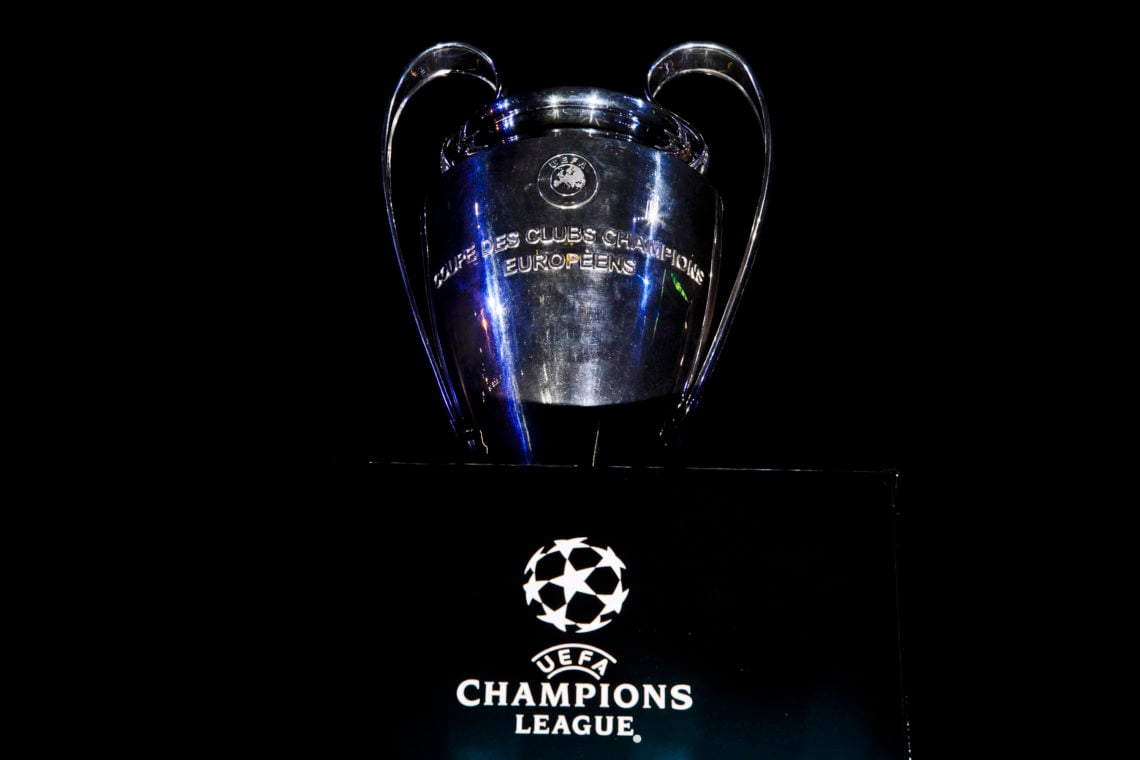 The UEFA Champions League trophy is displayed during the trophy unveiling  as part of the UEFA Champions League Trophy Tour 2013 presented by Heine...