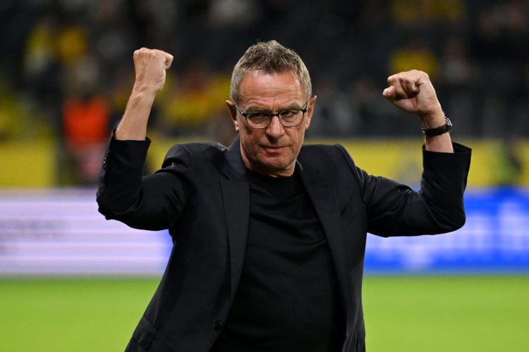 Ralf Rangnick, Head Coach of Austria, celebrates after the team's victory the UEFA EURO 2024 European qualifier match between Sweden and Austria at...