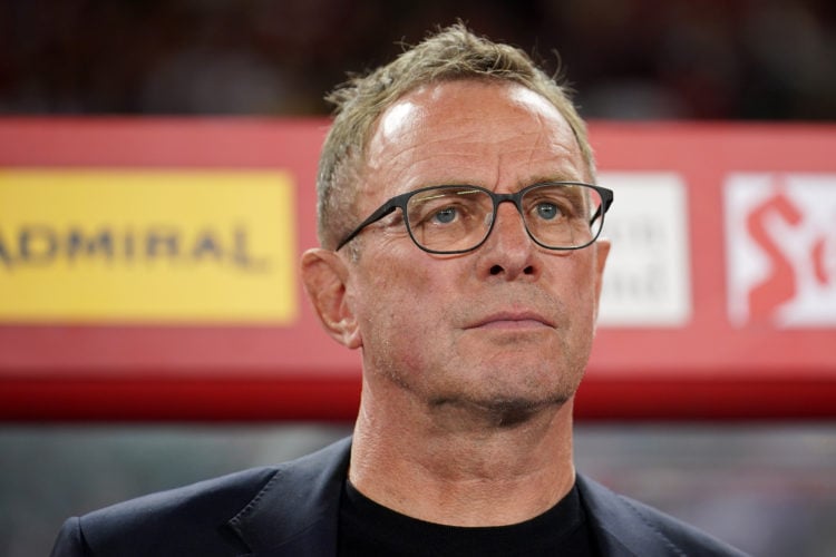 Ralf Rangnick, Head Coach of Austria, looks on during National Anthem prior to the UEFA EURO 2024 European qualifier match between Austria and Belg...