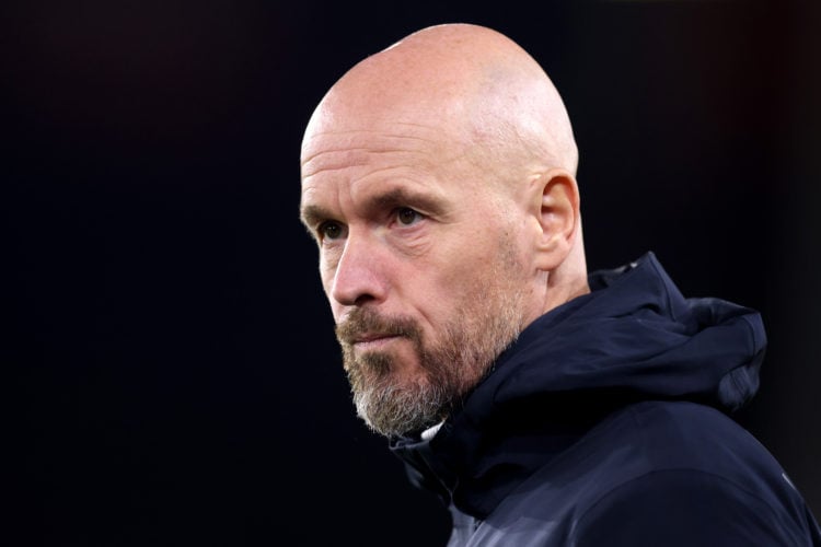 Erik ten Hag, Manager of Manchester United, looks on during the Premier League match between Sheffield United and Manchester United at Bramall Lane...