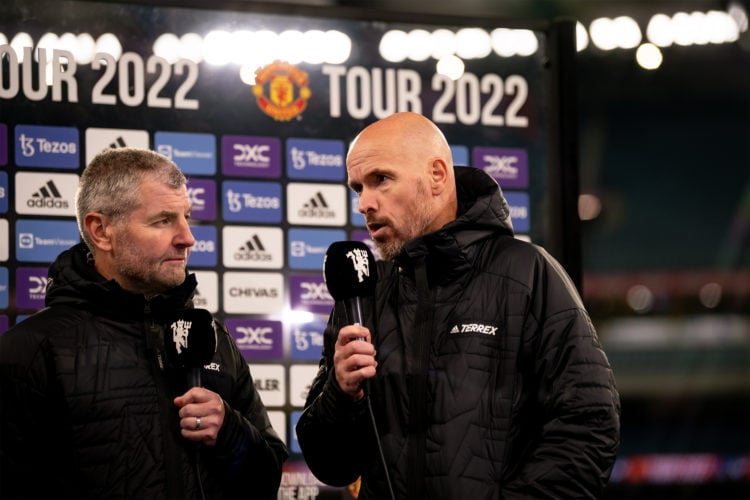 Manager Erik ten Hag of Manchester United gives a post match interview after the pre-season friendly match between Melbourne Victory and Manchester...