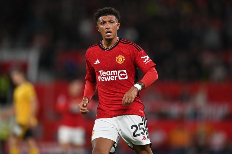 Jadon Sancho of Manchester United during the Premier League match between Manchester United and Wolverhampton Wanderers at Old Trafford on August 1...