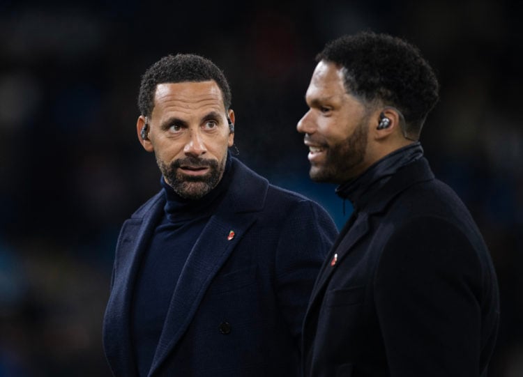 TNT Champions League pundits Rio Ferdinand and Joleon Lescott ahead of the UEFA Champions League match between Manchester City and BSC Young Boys a...