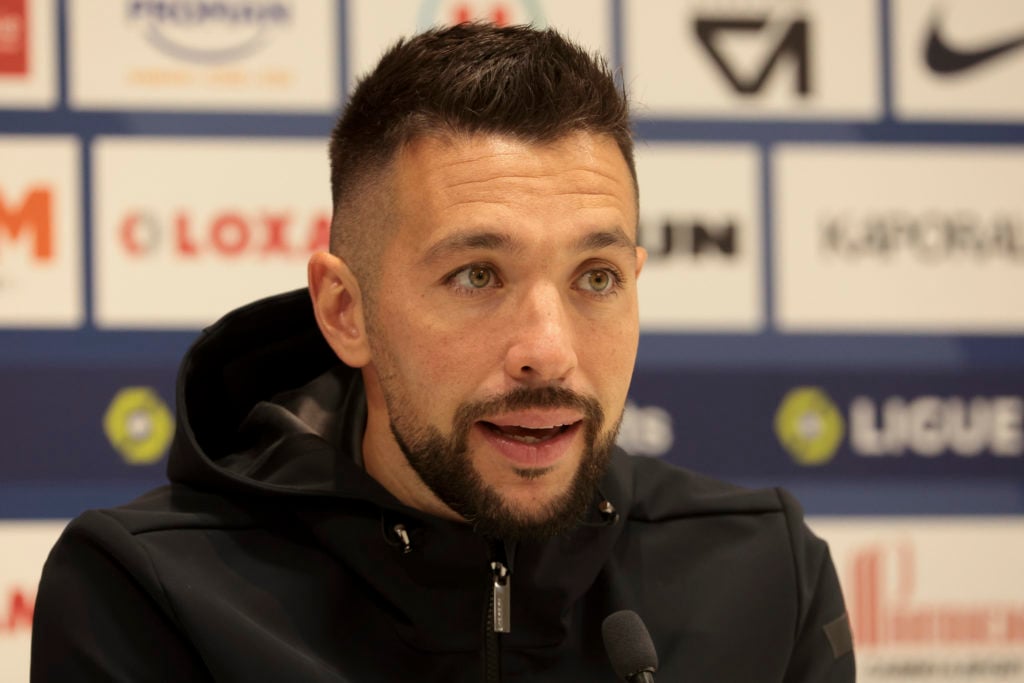 Coach of OGC Nice Francesco Farioli speaks with the media during the post-match press conference following the Ligue 1 Uber Eats match between Mont...