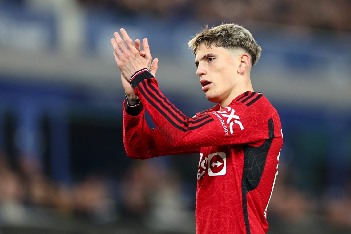 Alejandro Garnacho of Manchester United  during the Premier League match between Everton FC and Manchester United at Goodison Park on November 26, ...