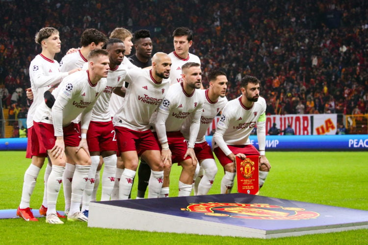 Teamphoto of Manchester United with Andre Onana of Manchester United, Aaron Wan-Bissaka of Manchester United, Harry Maguire of Manchester United, V...