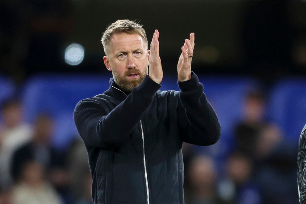 Head Coach Graham Potter of Chelsea after his sides 1-1 draw during the Premier League match between Chelsea FC and Manchester United at Stamford B...