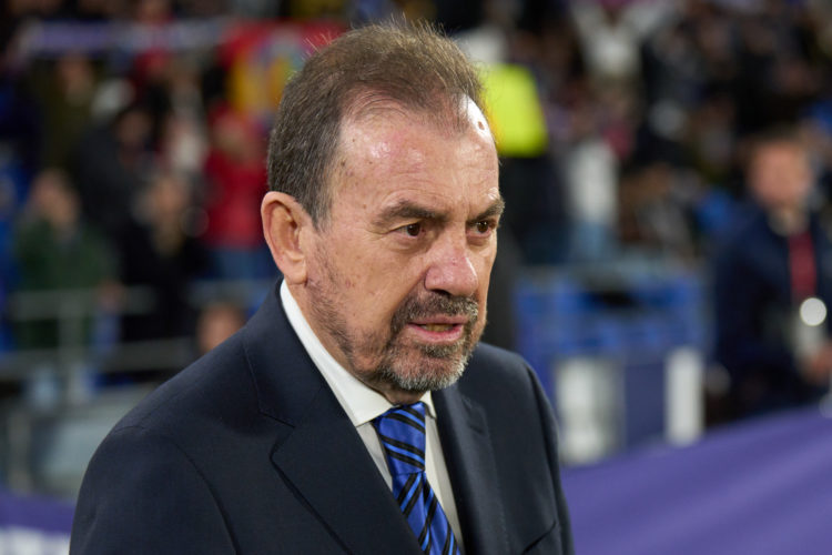 Angel Torres, President of Getafe CF, looks on prior to the LaLiga EA Sports match between Getafe CF and Valencia CF at Coliseum Alfonso Perez on D...