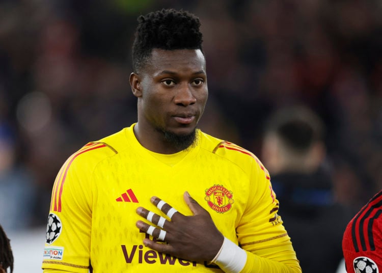 Andre Onana, goalkeeper of Manchester United of Manchester United lines up before during the UEFA Champions League match between Manchester United ...