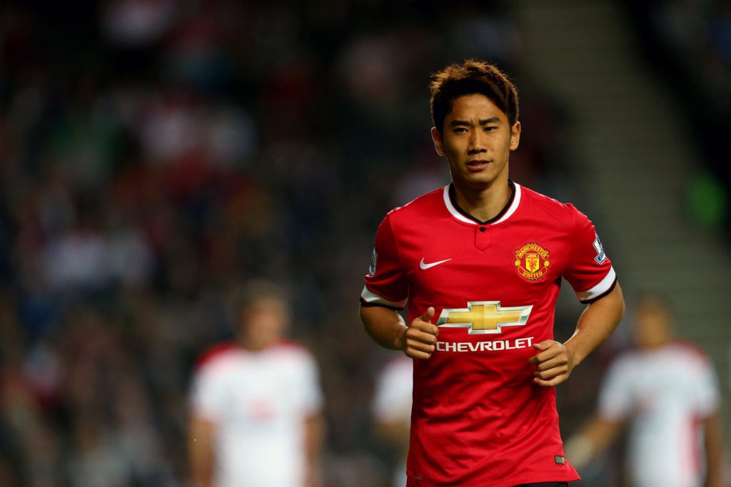 Manchester United's Shinji Kagawa in action against MK Dons