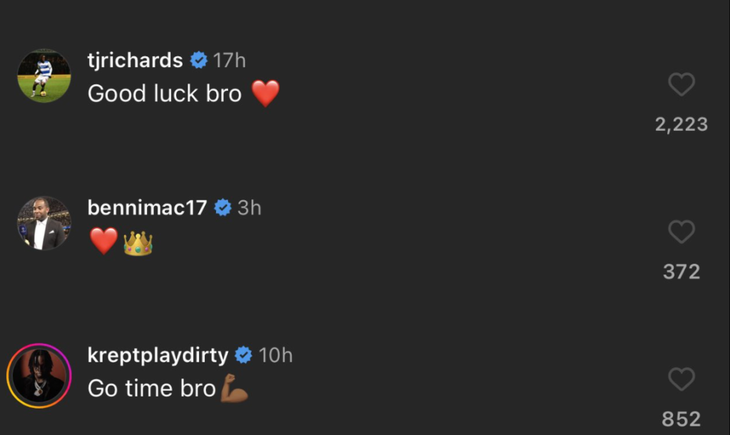 Man United fans spotted Benni McCarthy's message to Jadon Sancho. Credit: Instagram