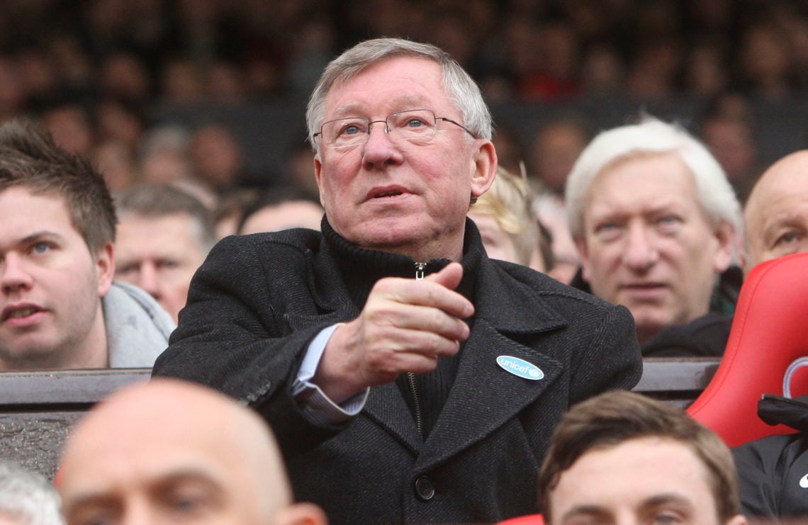 Sir Alex Ferguson of Manchester United watches from the dugout during the Barclays Premier League match between Manchester United and Blackburn Rov...