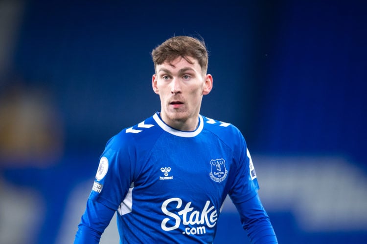 James Garner of Everton during the Premier League International Cup match between Everton U21 and PSV Eindhoven U21 at Goodison Park on March 02, 2...