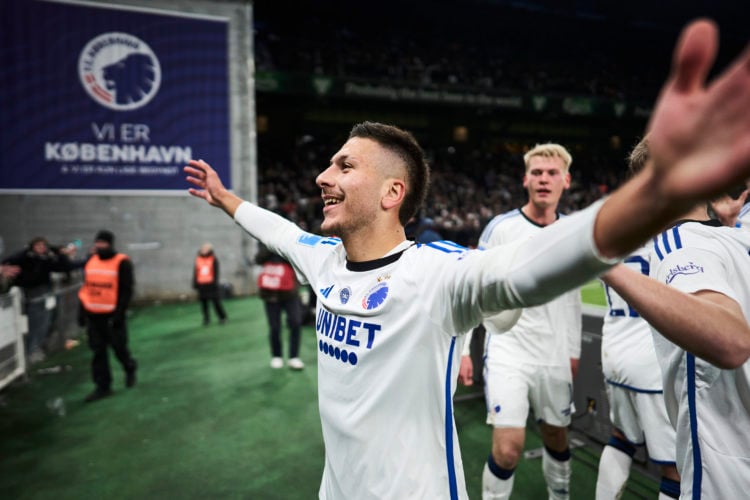 Roony Bardghji of FC Copenhagen celebrates after scoring their first goal during the Danish Oddset Pokalen match between FC Copenhagen and FC Midtj...