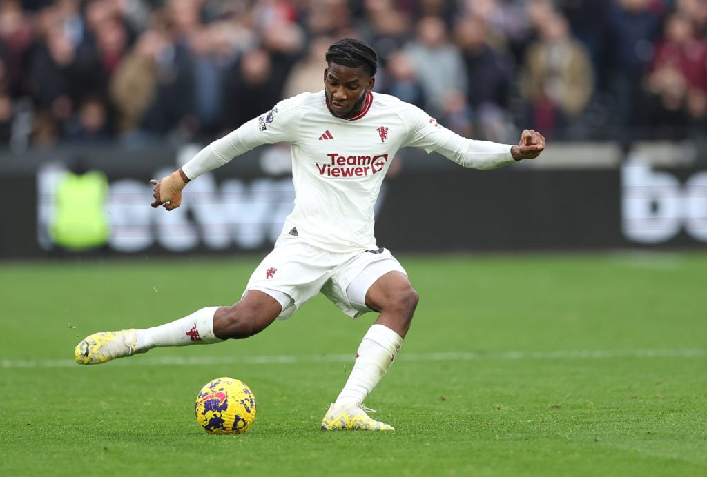 Willy Kambwala of Manchester United during the Premier League match between West Ham United and Manchester United at London Stadium on December 23,...