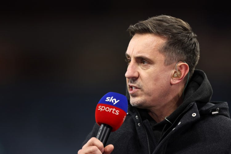 Gary Neville, Sky Sports presenter ahead of the Premier League match between Aston Villa and Sheffield United at Villa Park on December 22, 2023 in...