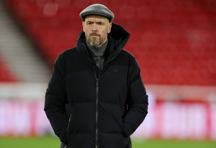 Erik ten Hag, Manager of Manchester United walks round the pitch before the Premier League match between Nottingham Forest and Manchester United at...