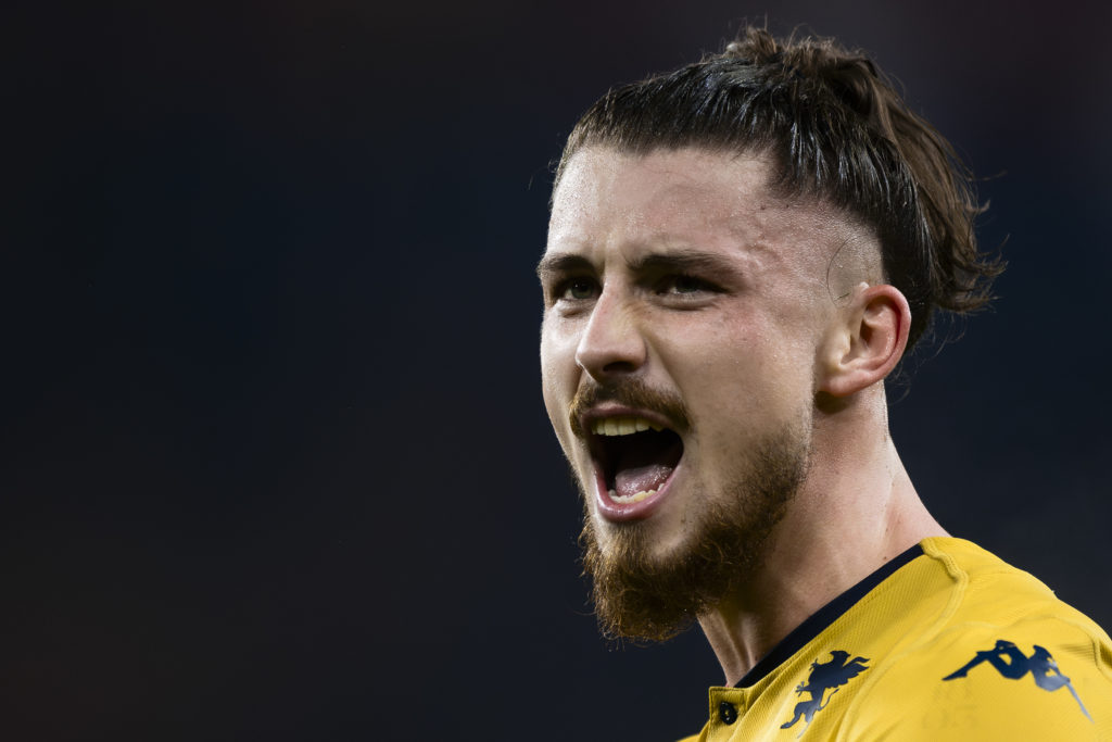 Radu Dragusin of Genoa CFC celebrates after scoring a goal...