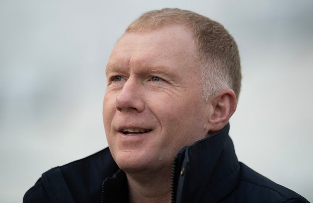 TNT Sports Pundit Paul Scholes is seen prior to the Premier League match between West Ham United and Manchester United at London Stadium on Decembe...