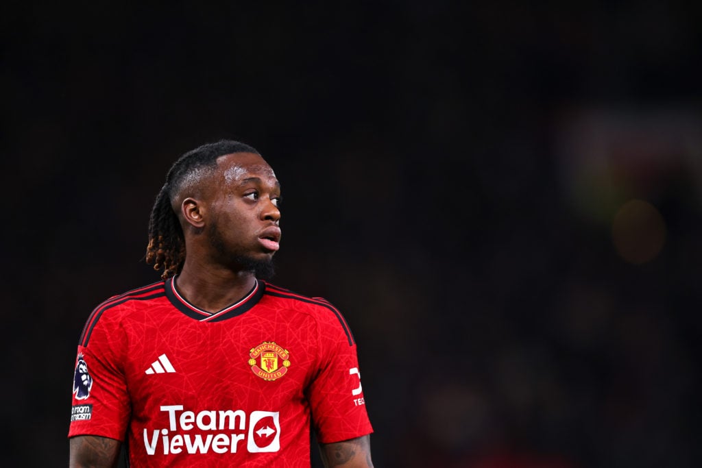 Aaron Wan-Bissaka of Manchester United during the Premier League match between Manchester United and Tottenham Hotspur at Old Trafford on January 1...